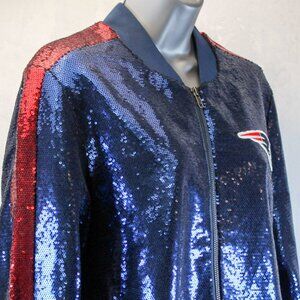 Women's Sequin Ombre New England Patriots Full Zip Bomber Jacket